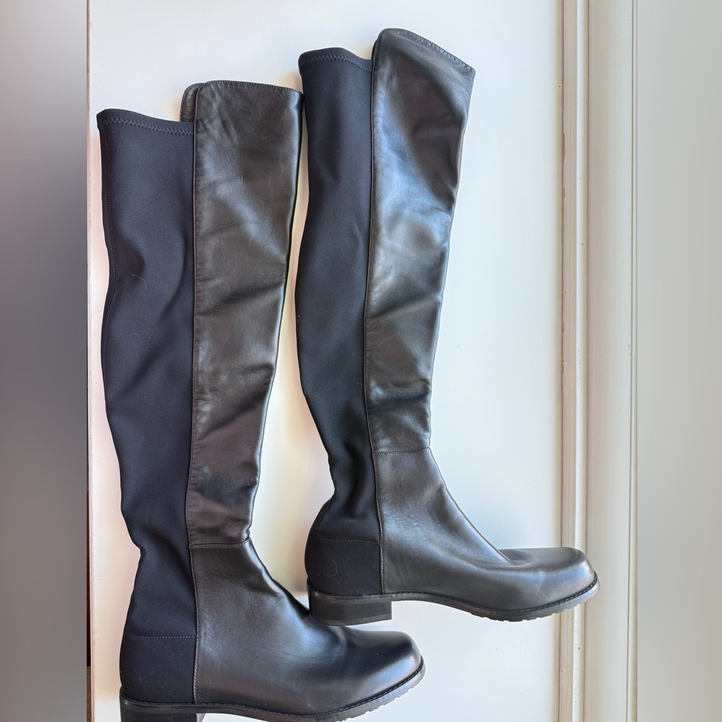 Stuart Weitzman 5050 Black Nappa Over-The-Knee Boots 6.5 M | New W/Box